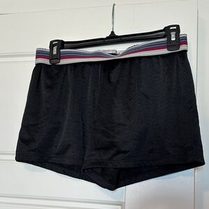 Champion Gray Athletic Shorts with Navy and Red Waistband Detail